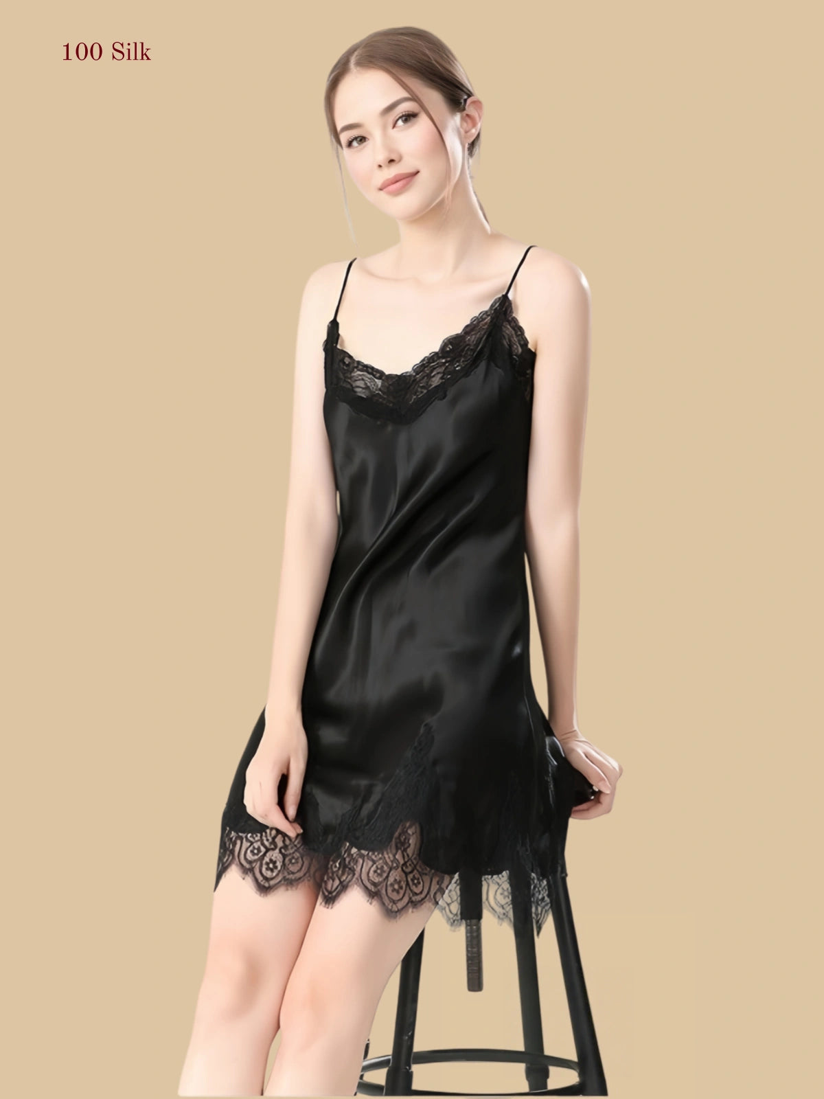 Elegant silk slip dress short