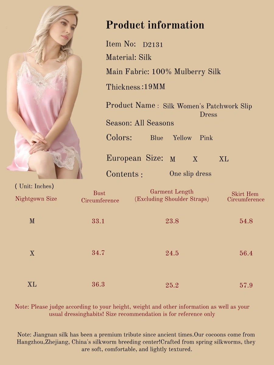 Silk Women's Patchwork Slip Dress