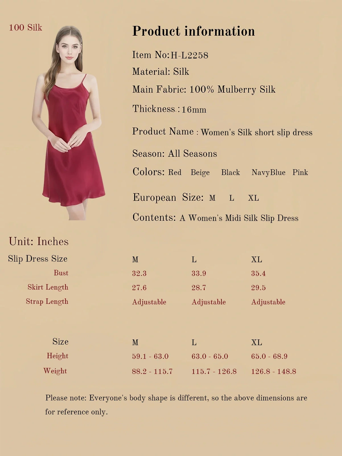 Women's Silk Short Slip Dress