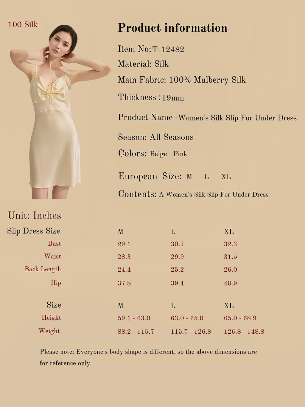Women's Silk Slip For Under Dress