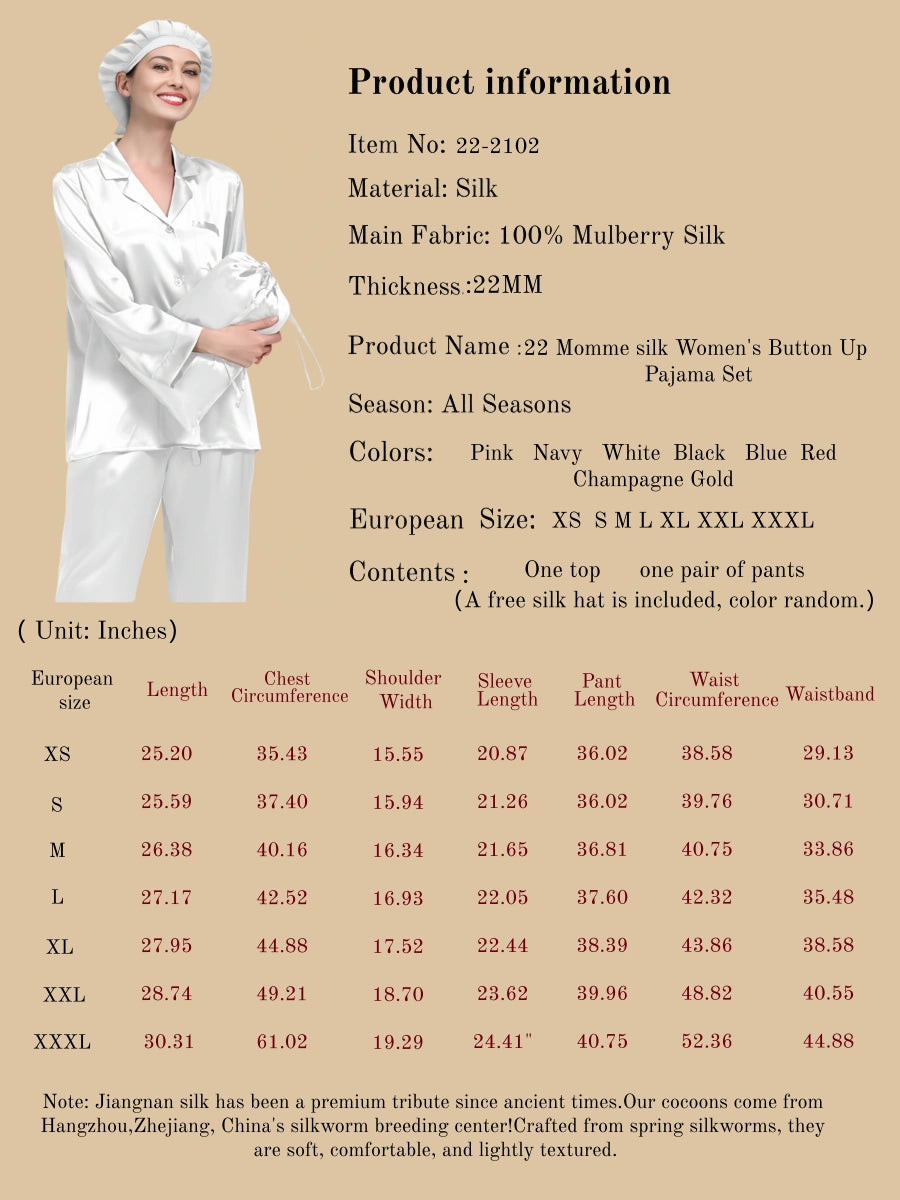 22 Momme Silk Women's Button-Up Pajama Set