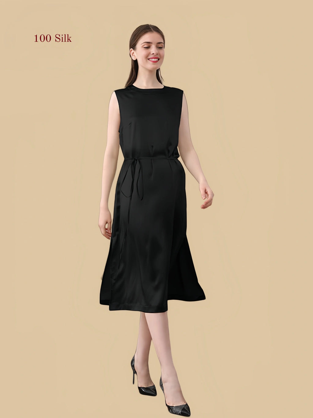 22Momme Silk Slit Sleeveless Nightdress