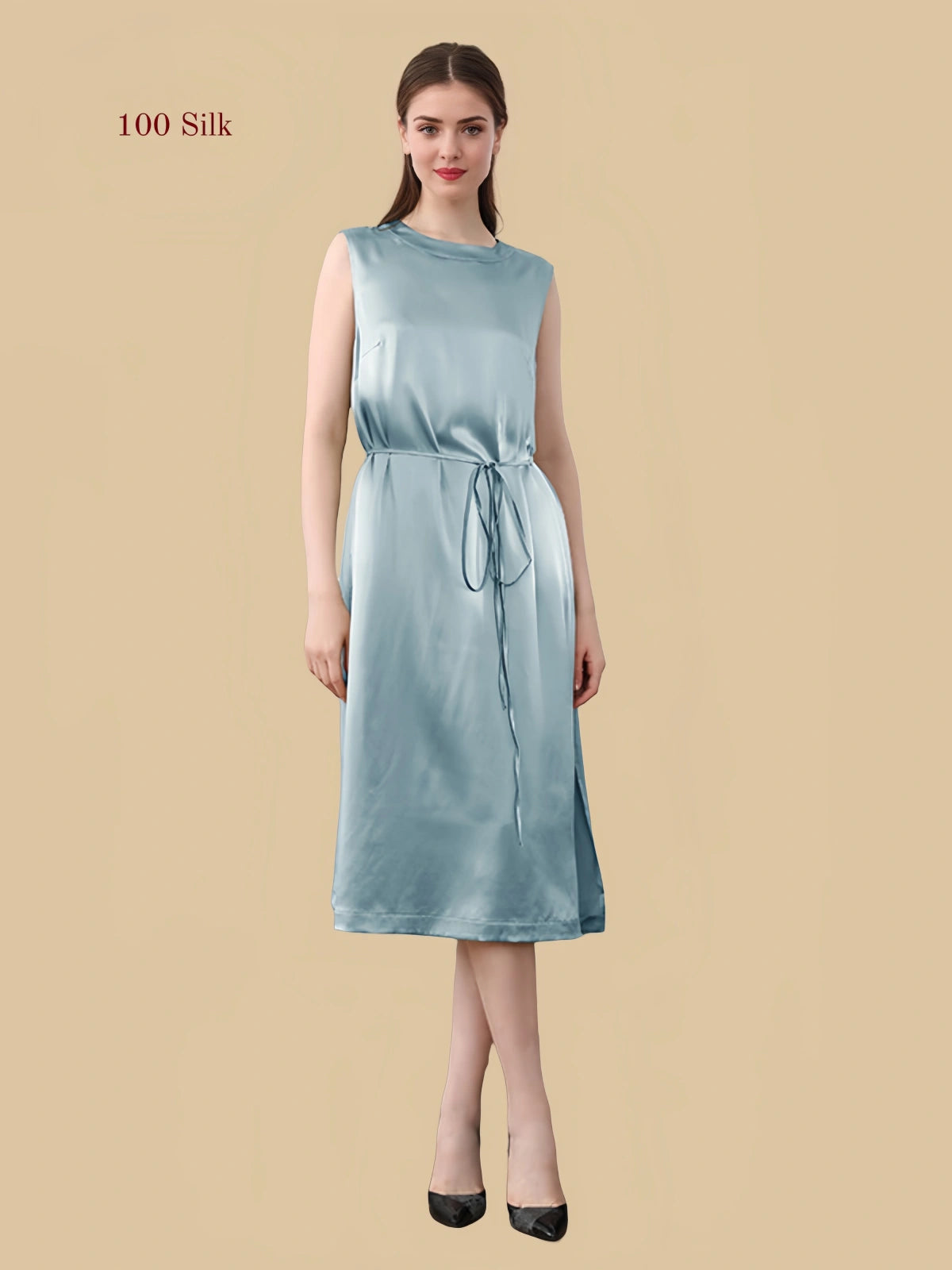 22Momme Silk Slit Sleeveless Nightdress