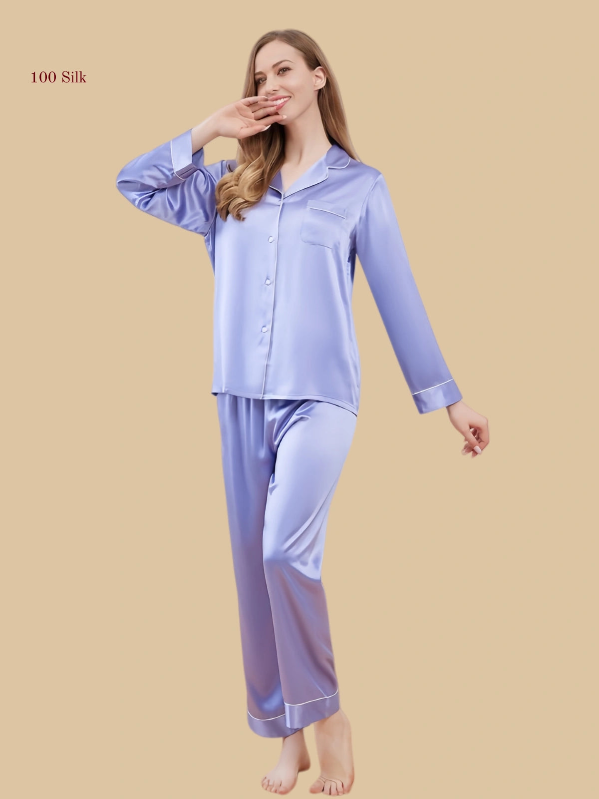 22 Momme Long Sleeved Button Down Pajama Set
