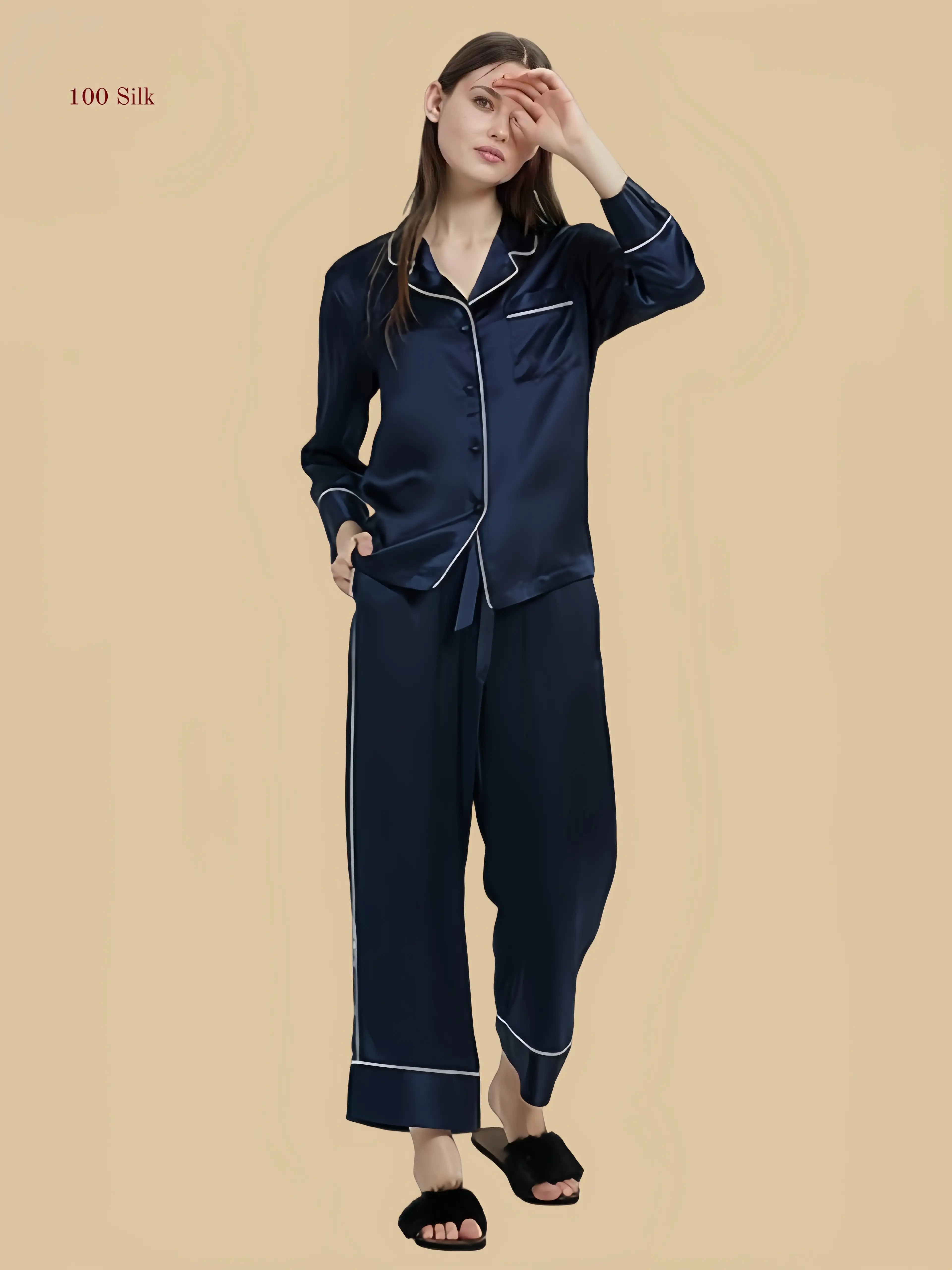 22 Momme Silk Pajamas Women's Soft Sleepwear Set - 100% Mulberry Silk Silk Nightgown And Robe Set | Silkgala