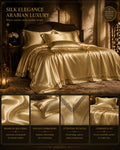25 momme 100% mulberry silk 4-piece bedding set in gold for Middle East bedrooms with refined border detail.