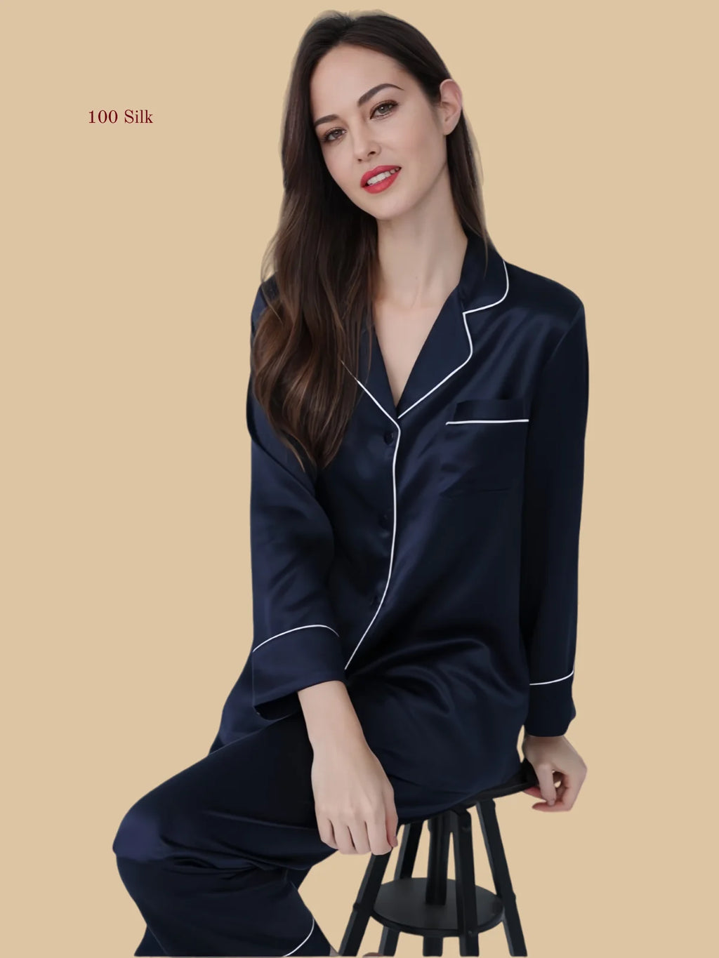 25 Momme Elegant  Silk Long Sleeve Pajama Set