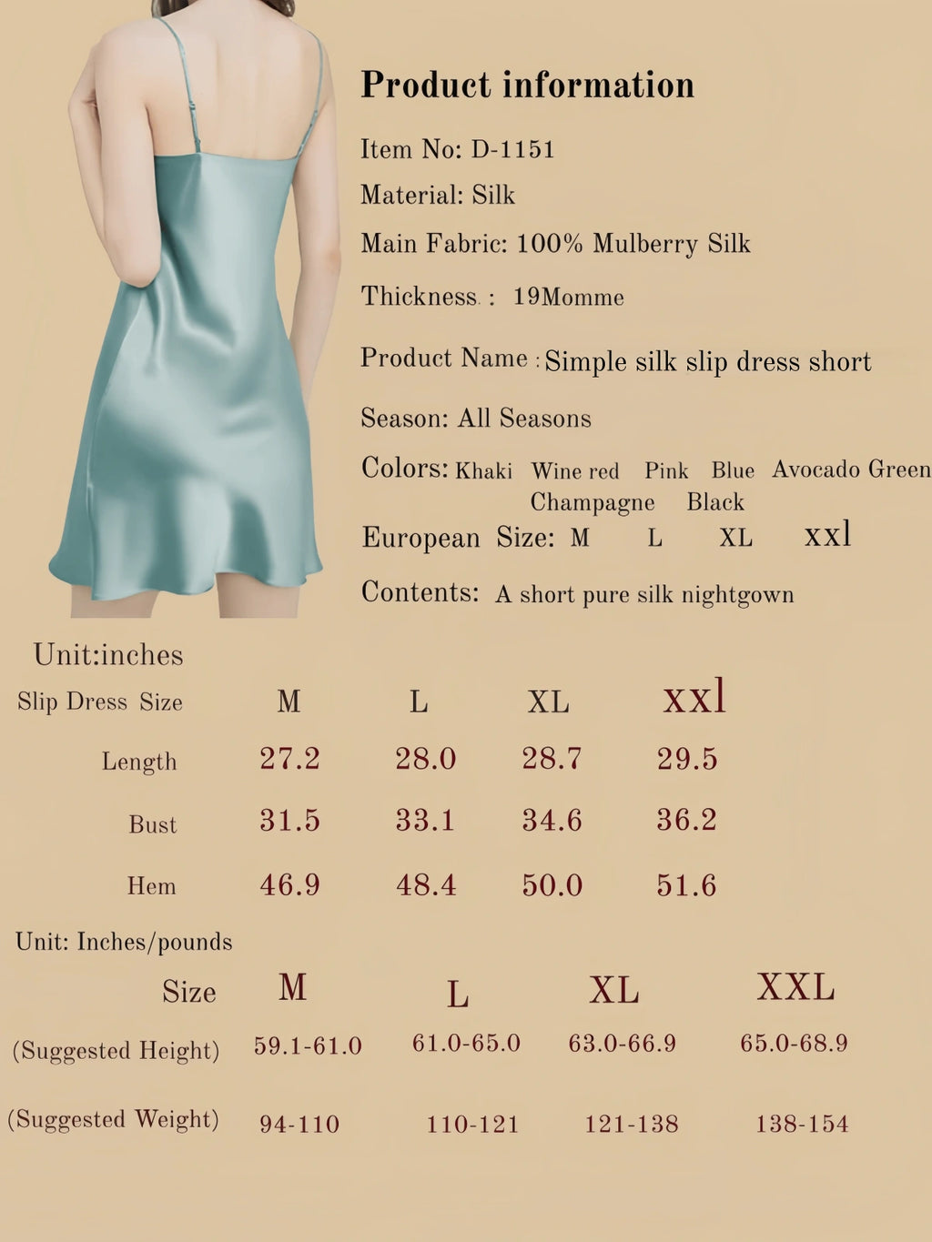 Simple Silk Slip Dress Short