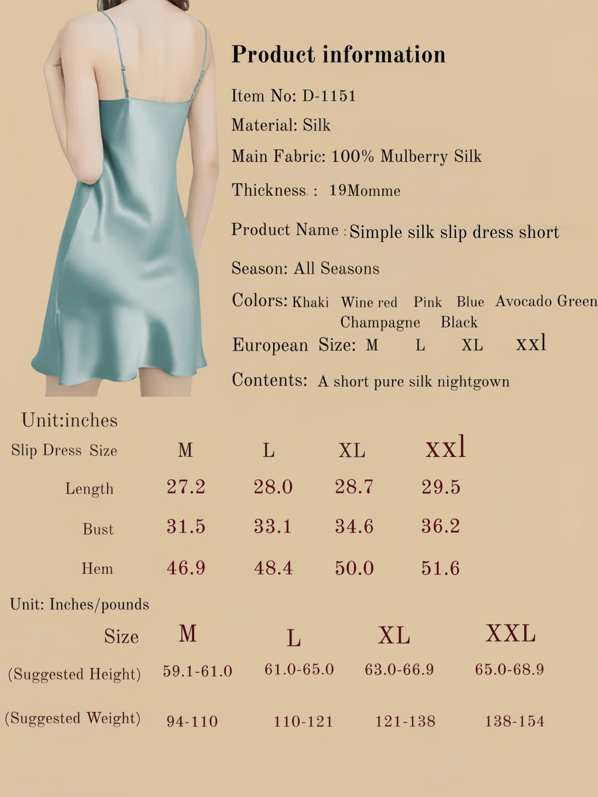 Simple Silk Slip Dress Short