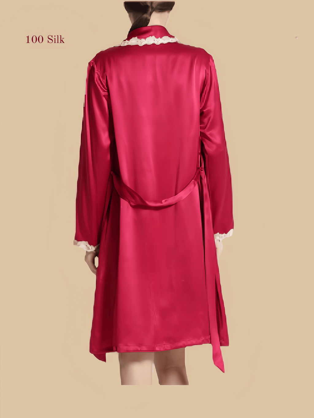 Women's silk short kimono robe