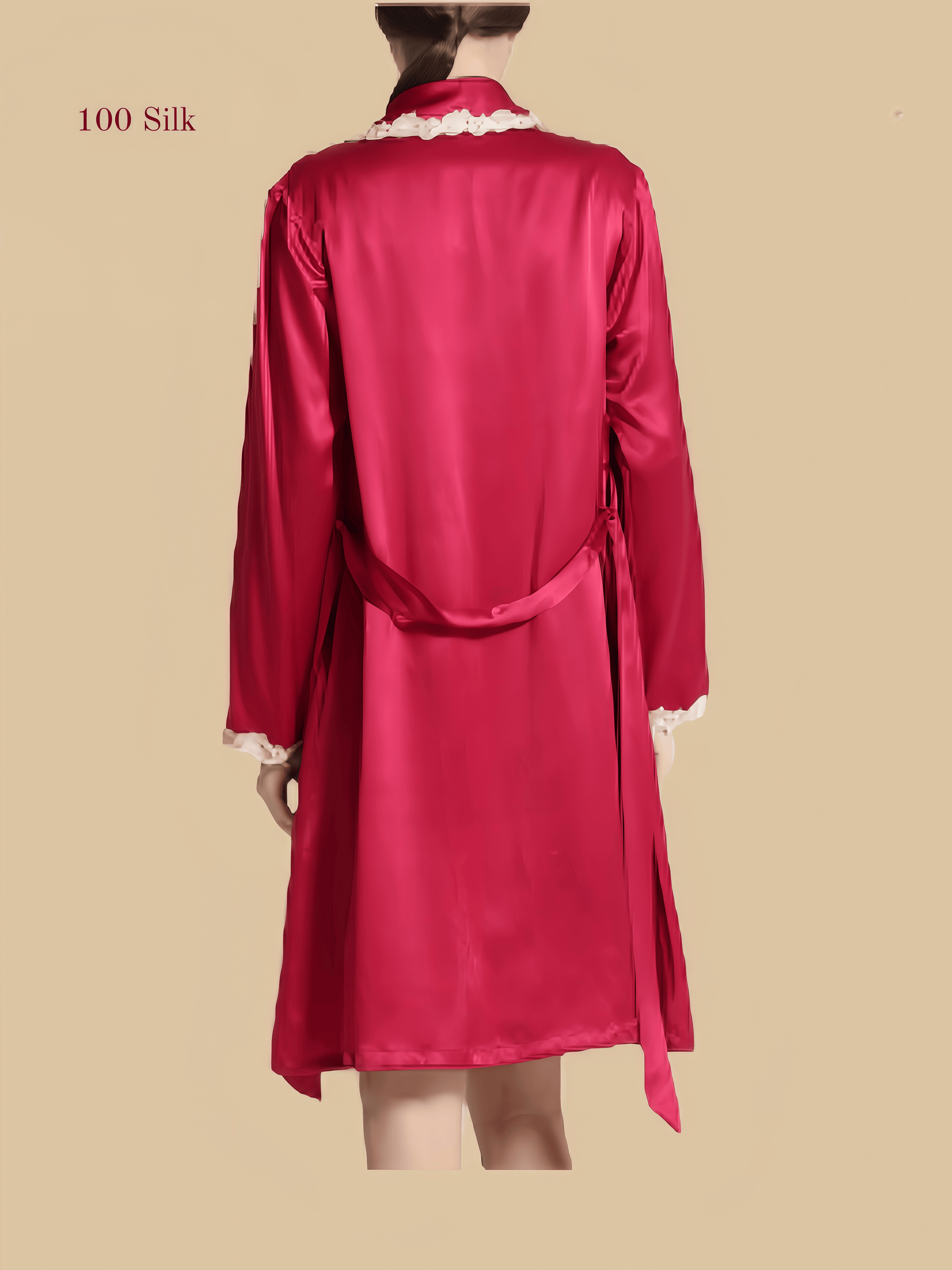 Women's silk short kimono robe