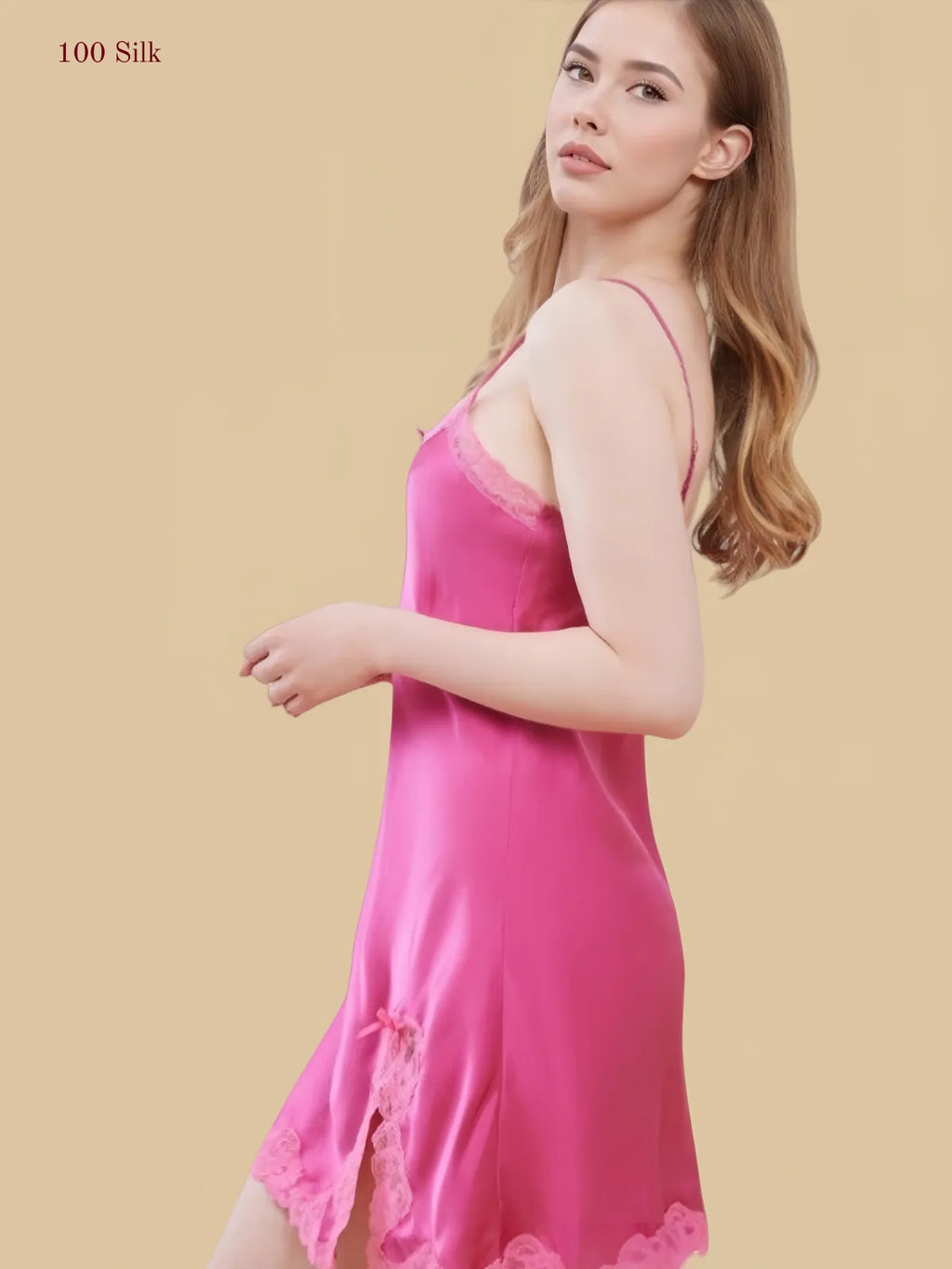 Women's Plus-Size  Green Silk Slip Dress