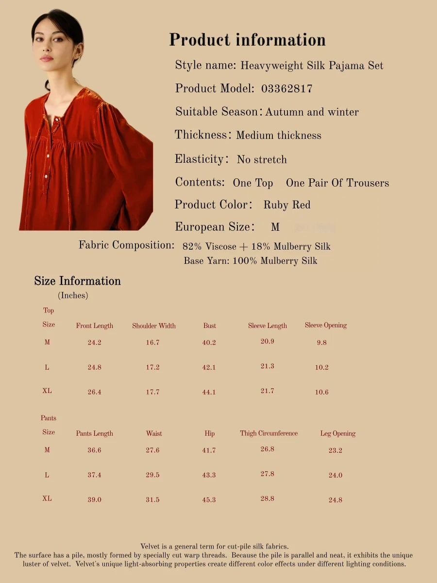 Vibrant Silk Velvet Long Sleeve and Pants Pajama Set - 100% Mulberry Silk Silk Nightgown And Robe Set | Silkgala