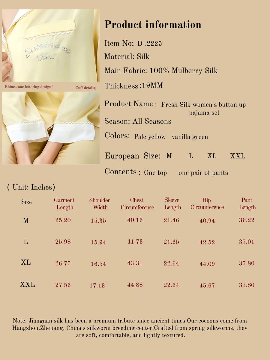 Fresh Silk Women's Button Up Pajama Set