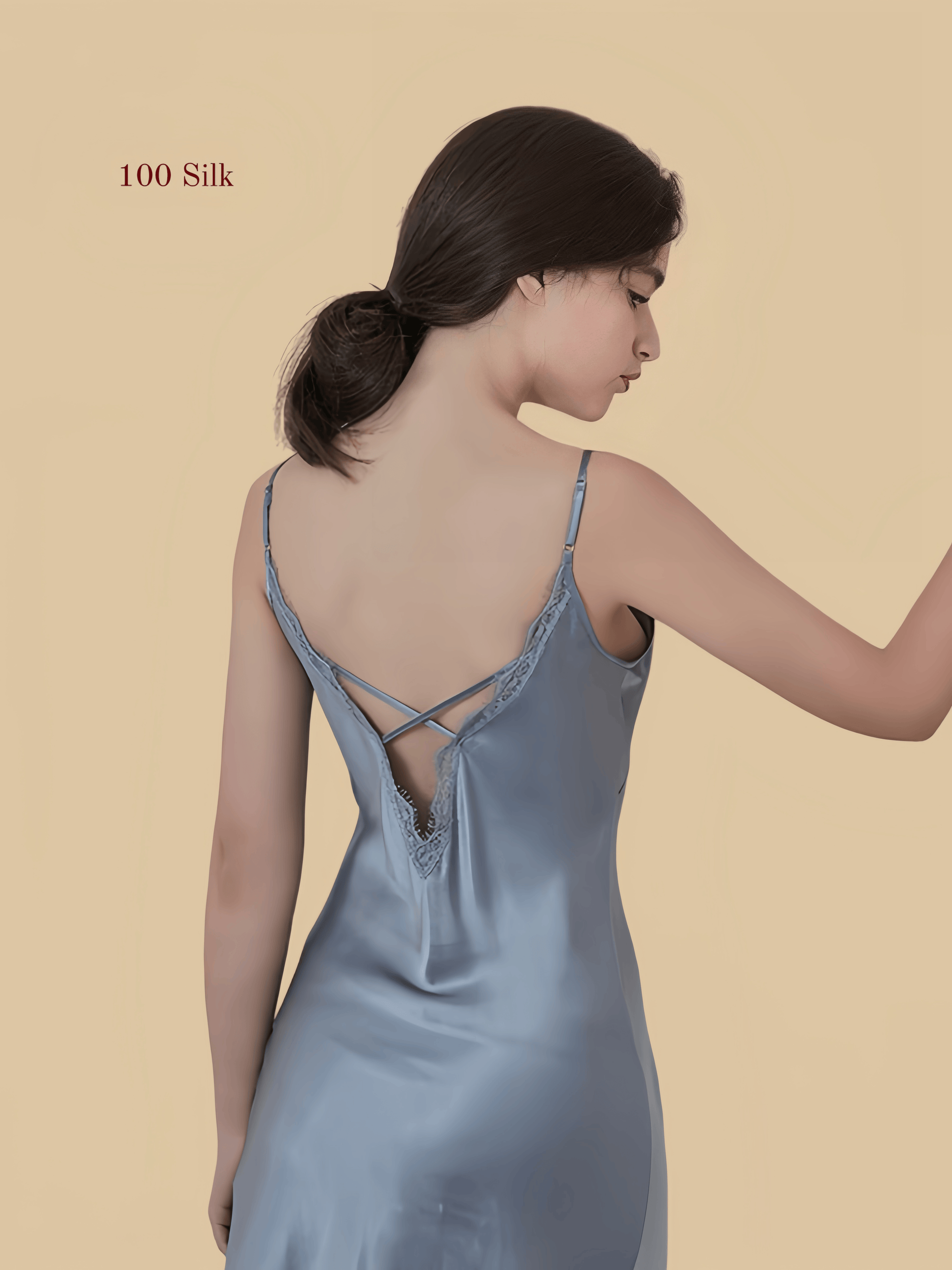 Backless short silk slip dress
