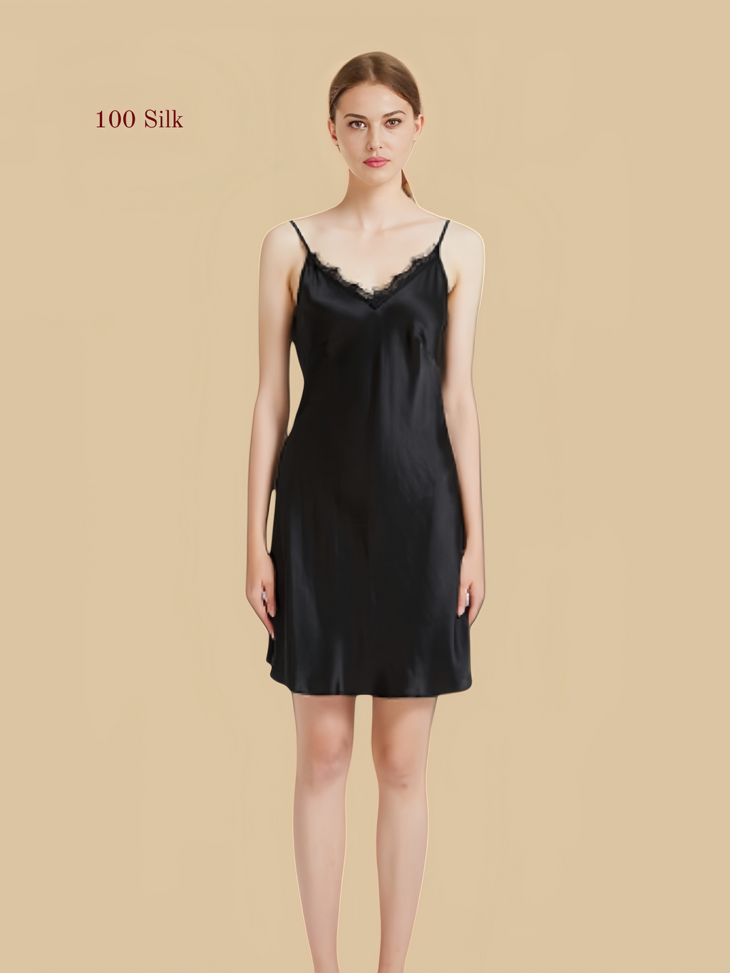 Backless short silk slip dress