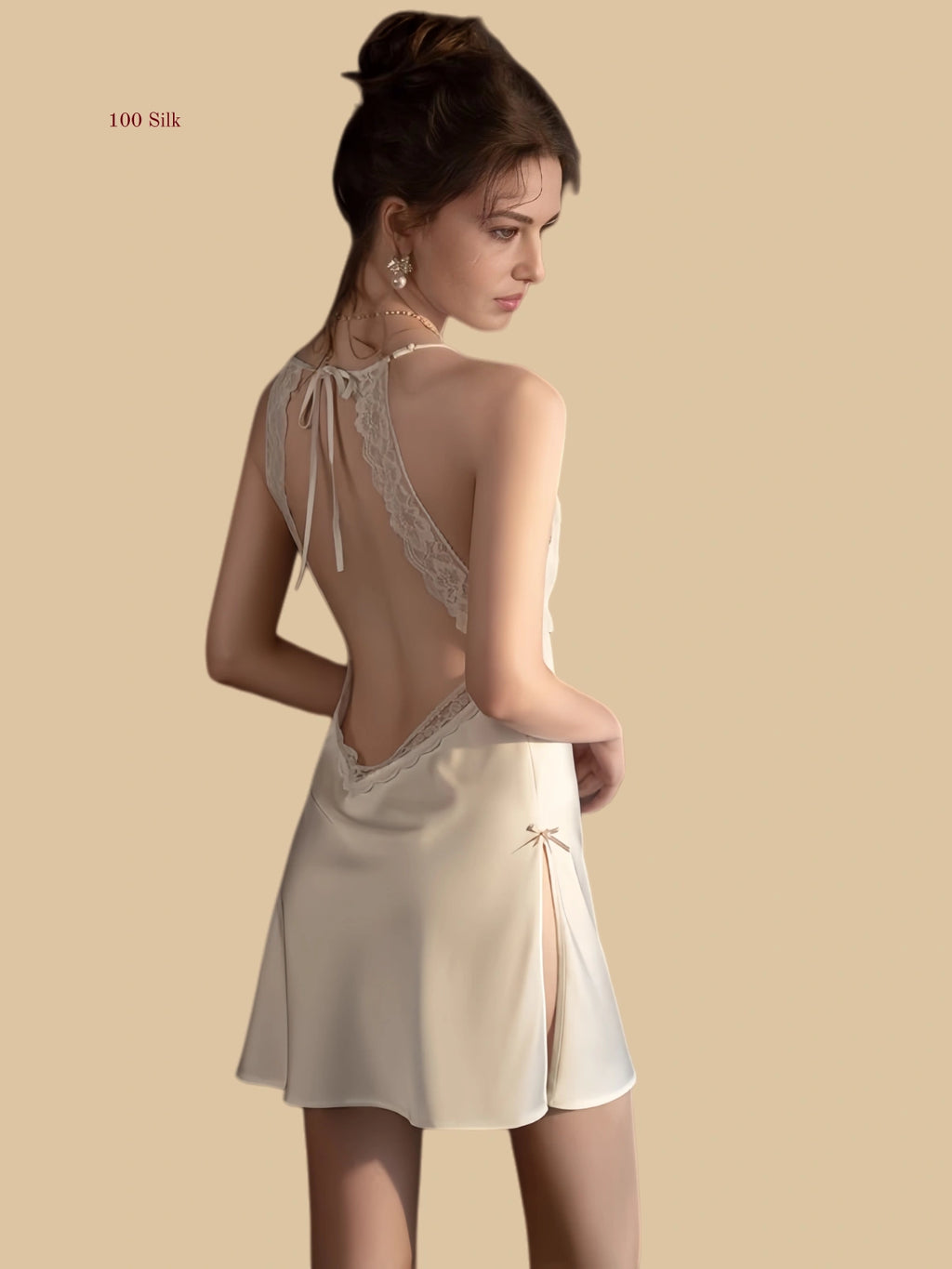 Rear view showcasing the intricate lace geometry with an upper "Eight" shape and a lower "V" shape open white.