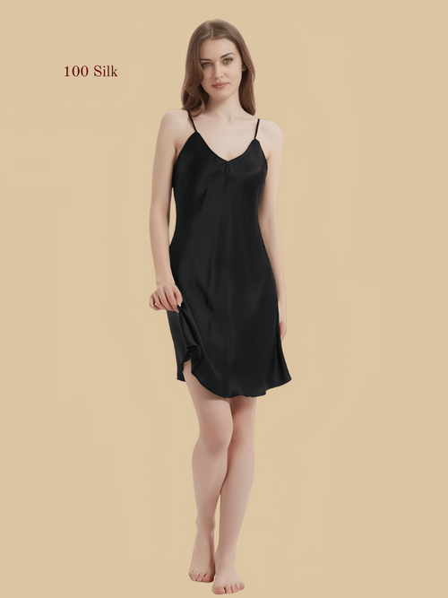16mm camisole nightgown with reinforced V neckline front view