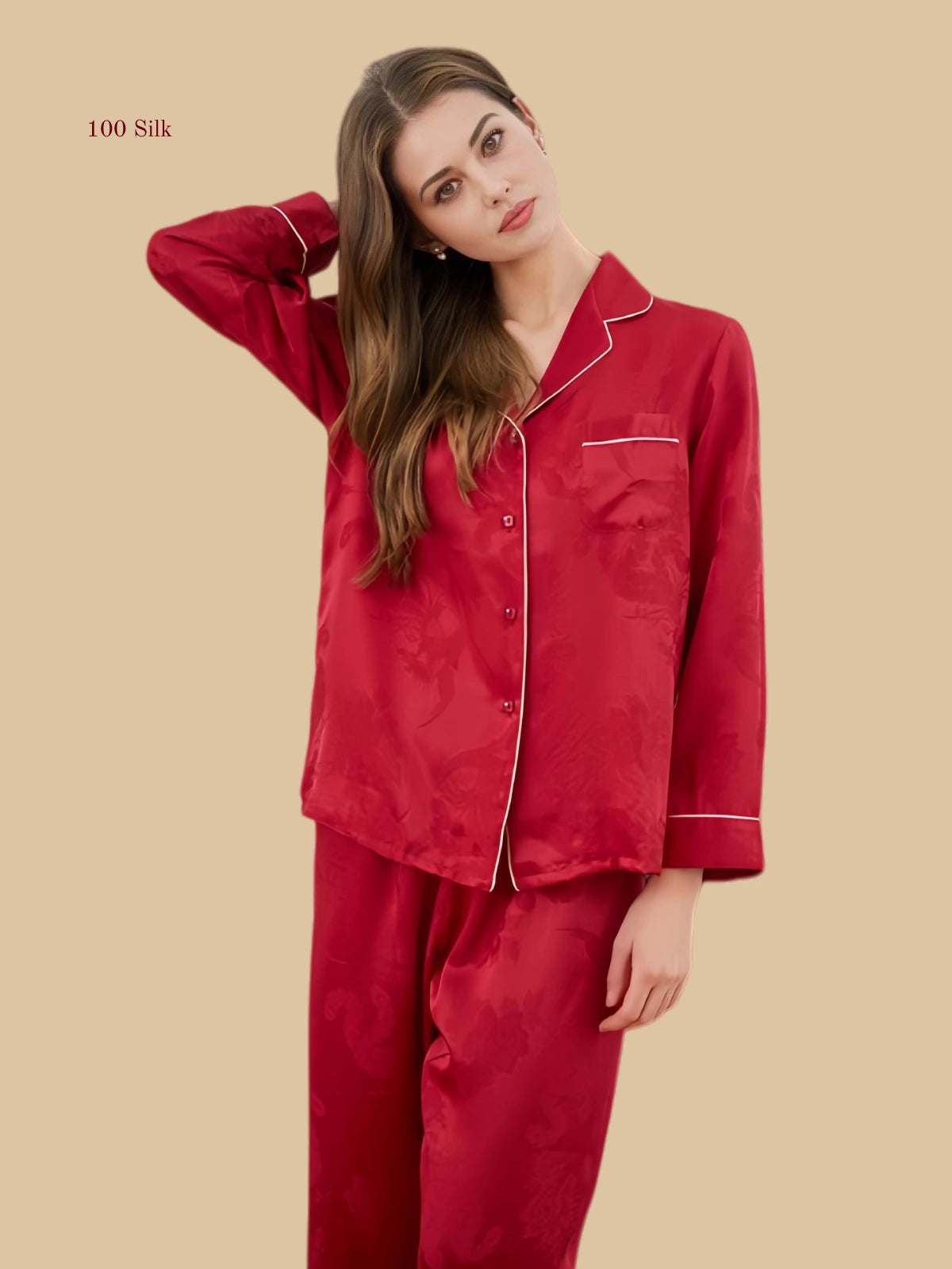 Elegant Silk Button down Pajamas for Women