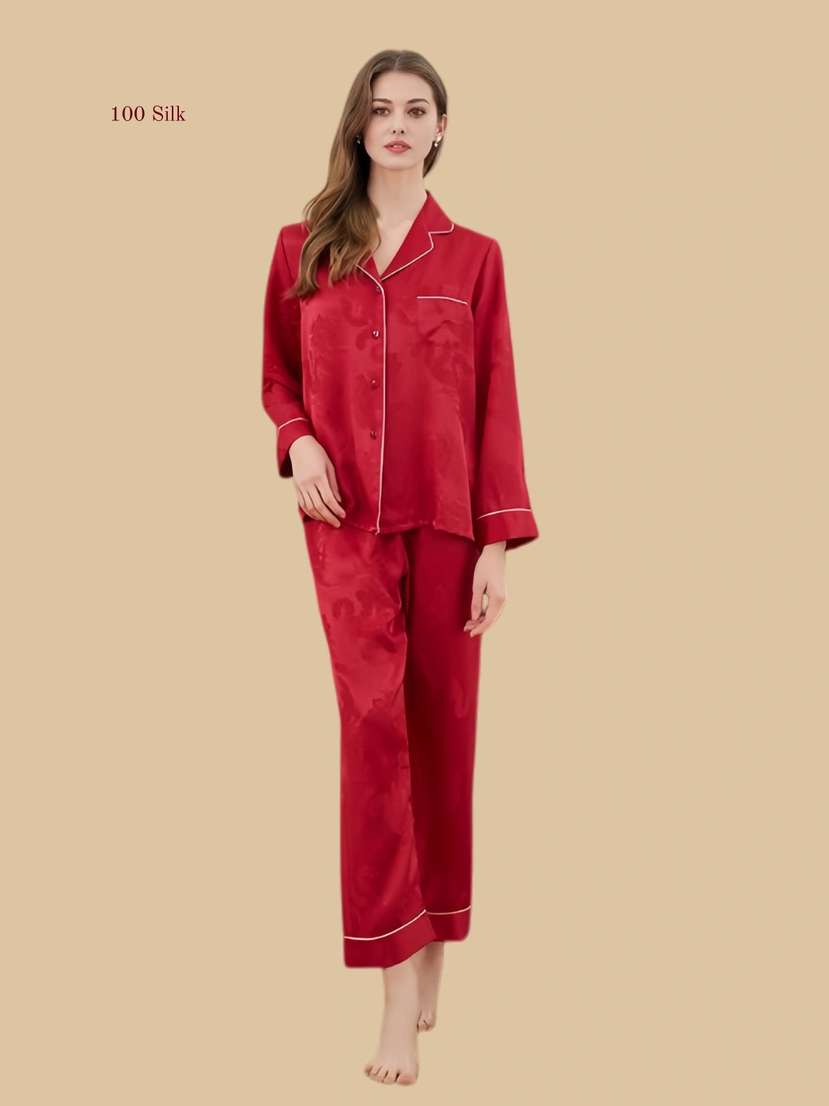 Elegant Silk Button down Pajamas for Women
