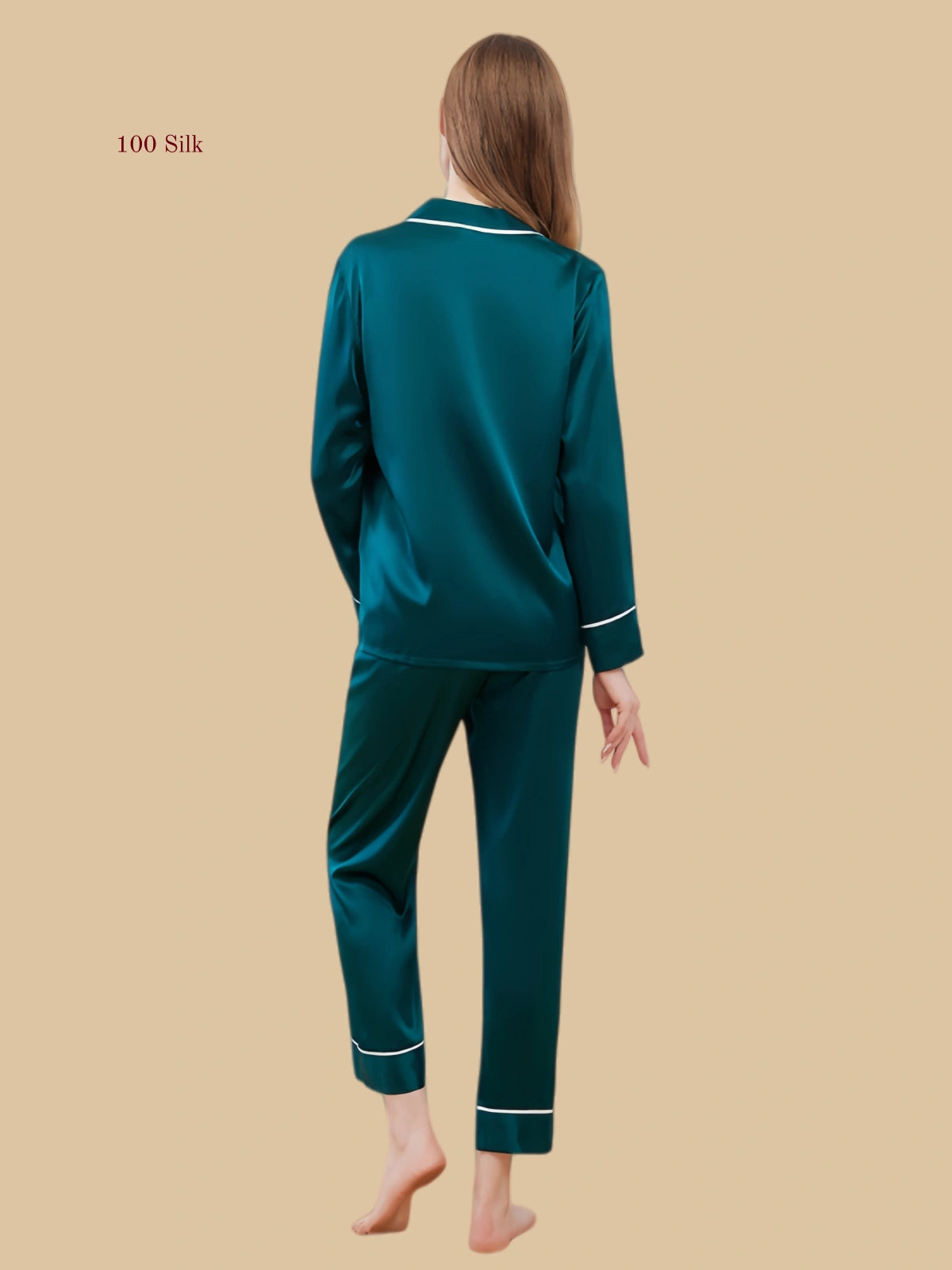 Elegant Silk Pajamas Set Long Sleeve