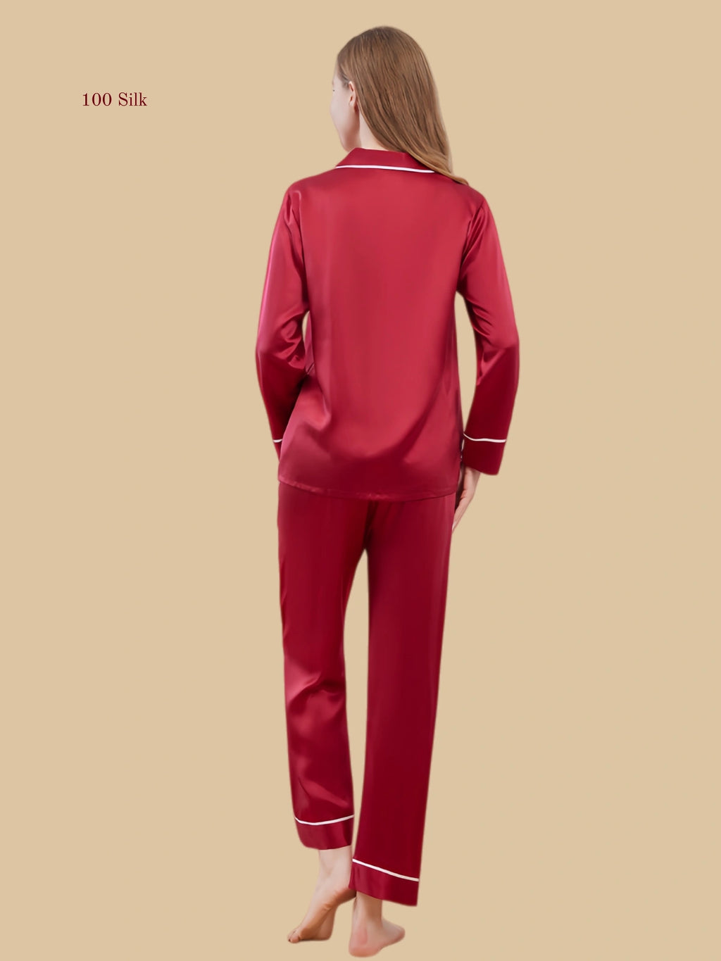 Elegant Silk Pajamas Set Long Sleeve