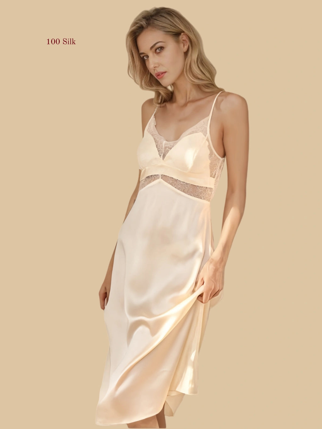 Elegant Silk Spaghetti Strap Maxi Dress