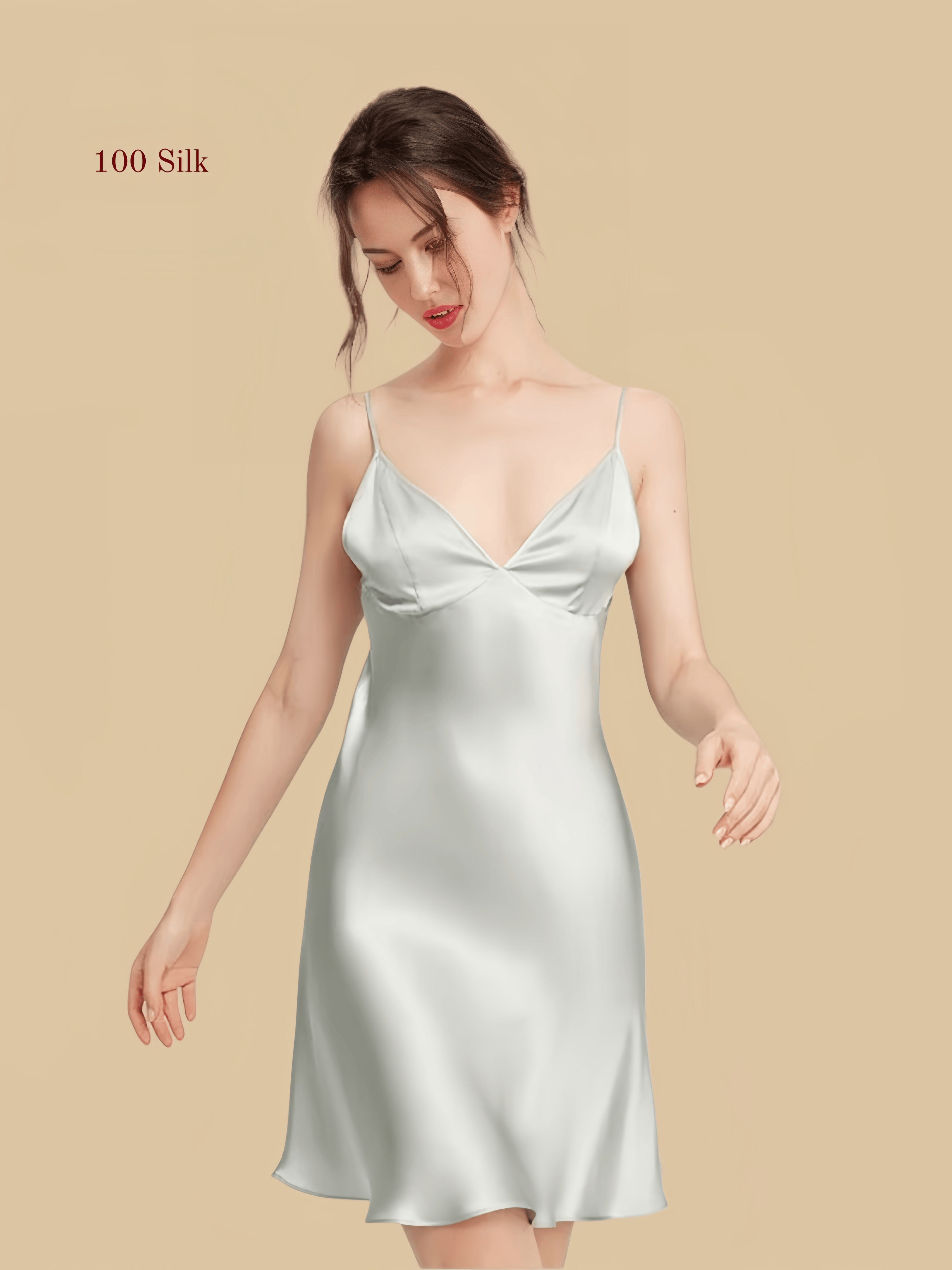Elegant Silk Thin Strap Nightgown