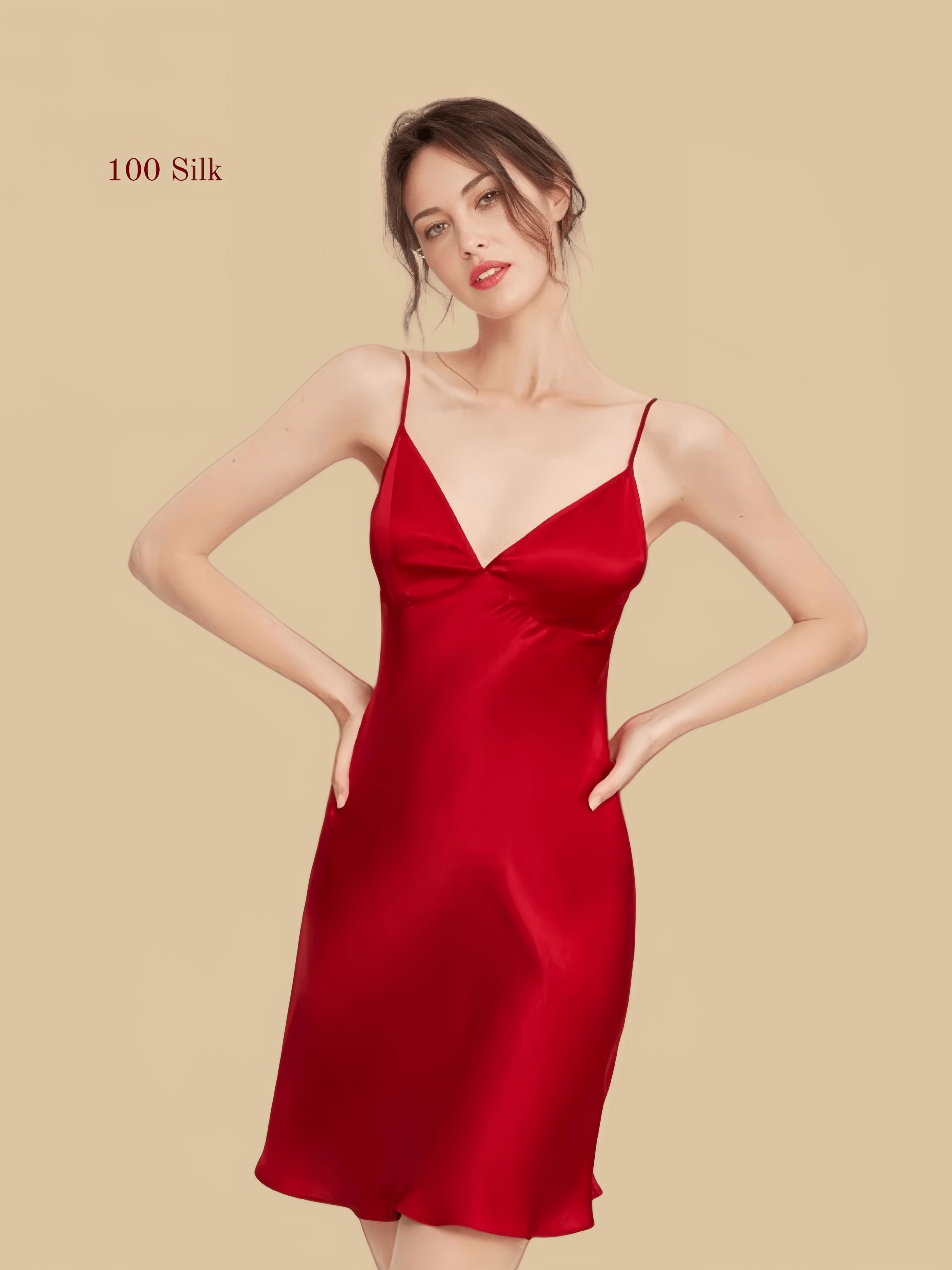 Elegant Silk Thin Strap Nightgown