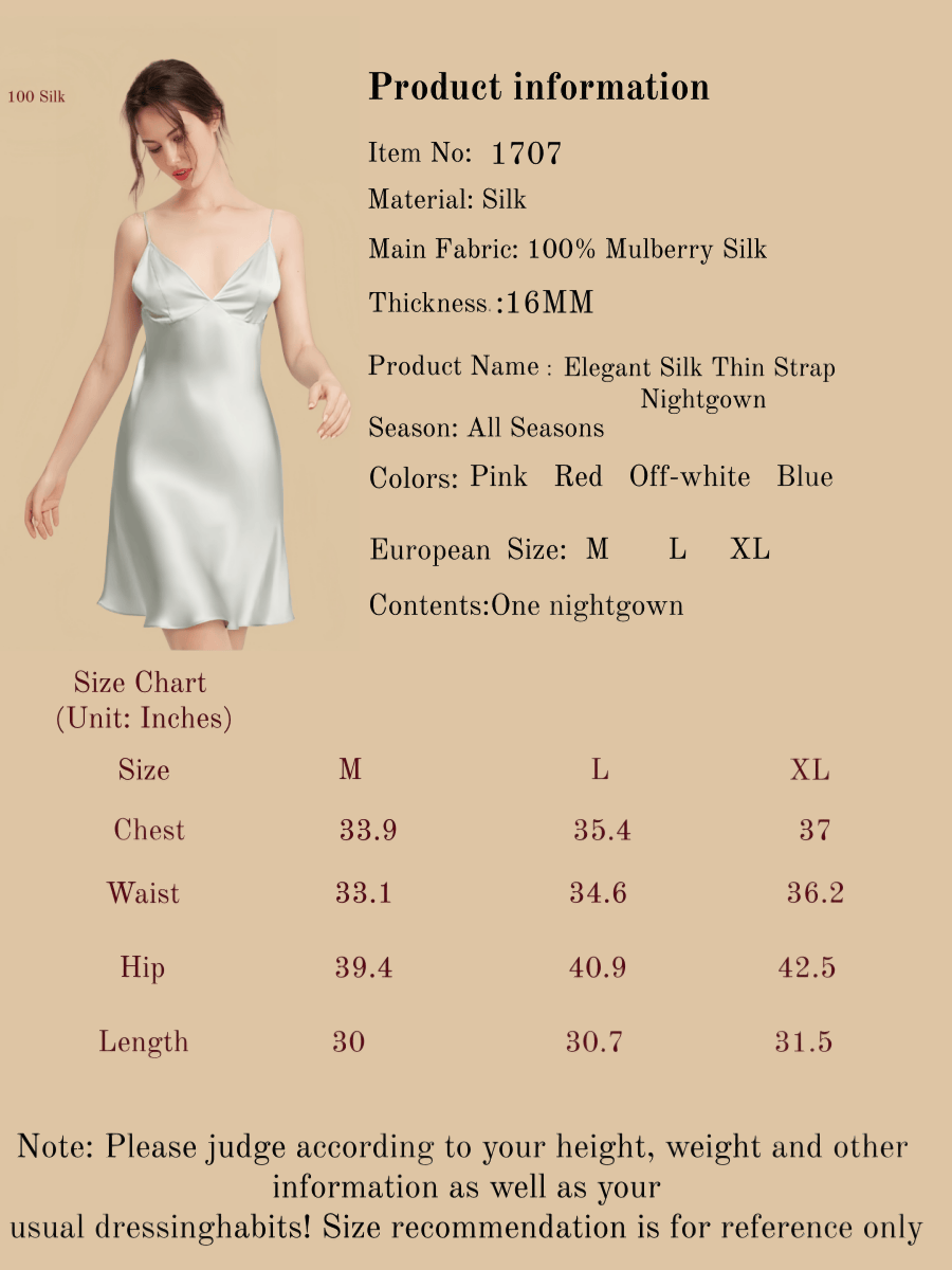 Elegant Silk Thin Strap Nightgown