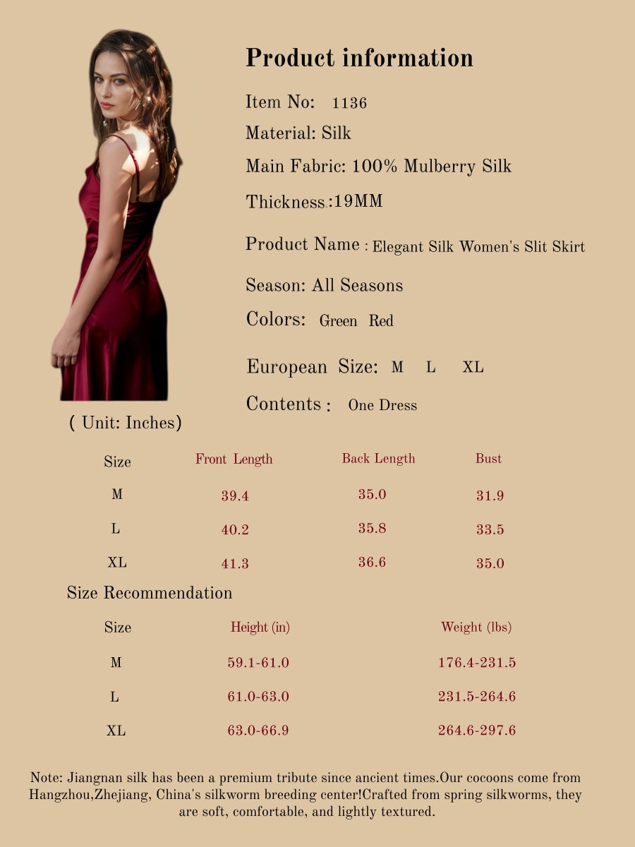 Elegant Silk Women's Slit Skirt - 100% Mulberry Silk Silk Nightgown And Robe Set | Silkgala