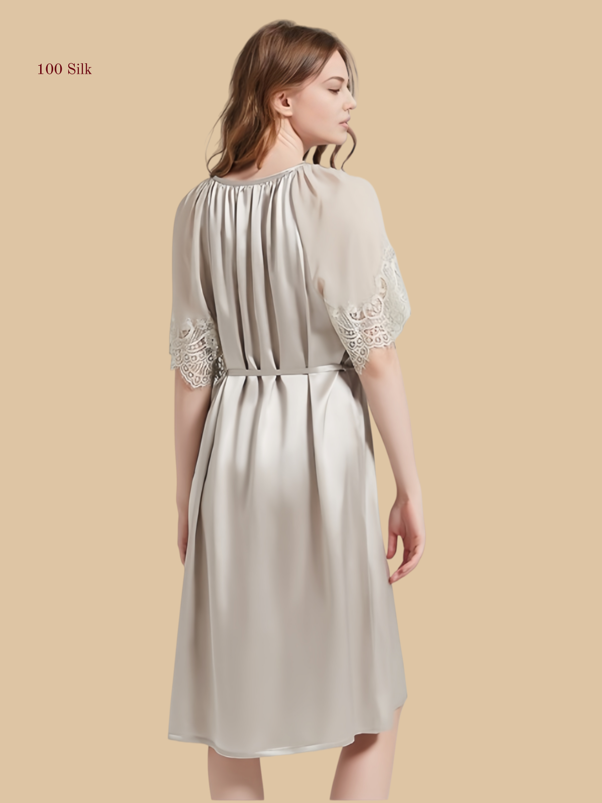 Elegant Silk Women's Tie Waist Dress - 100% Mulberry Silk Silk Nightgown And Robe Set | Silkgala