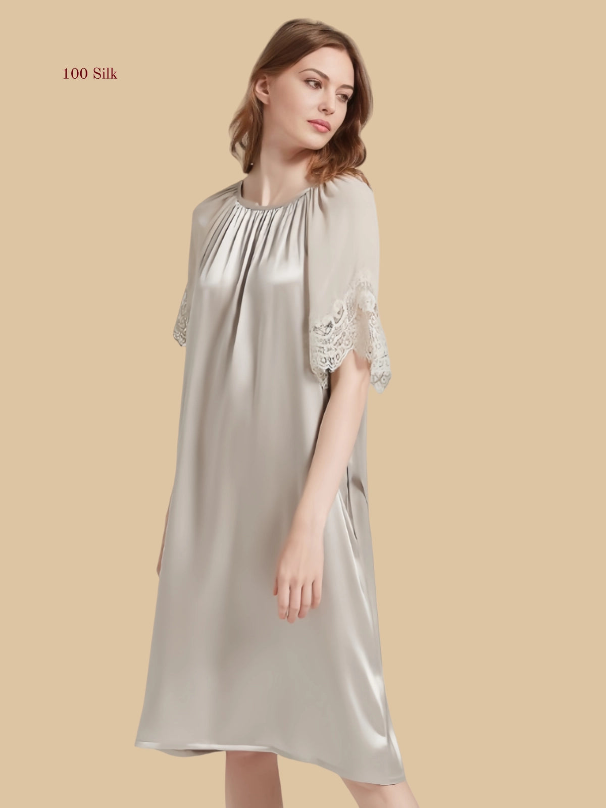 Elegant Silk Women's Tie Waist Dress - 100% Mulberry Silk Silk Nightgown And Robe Set | Silkgala