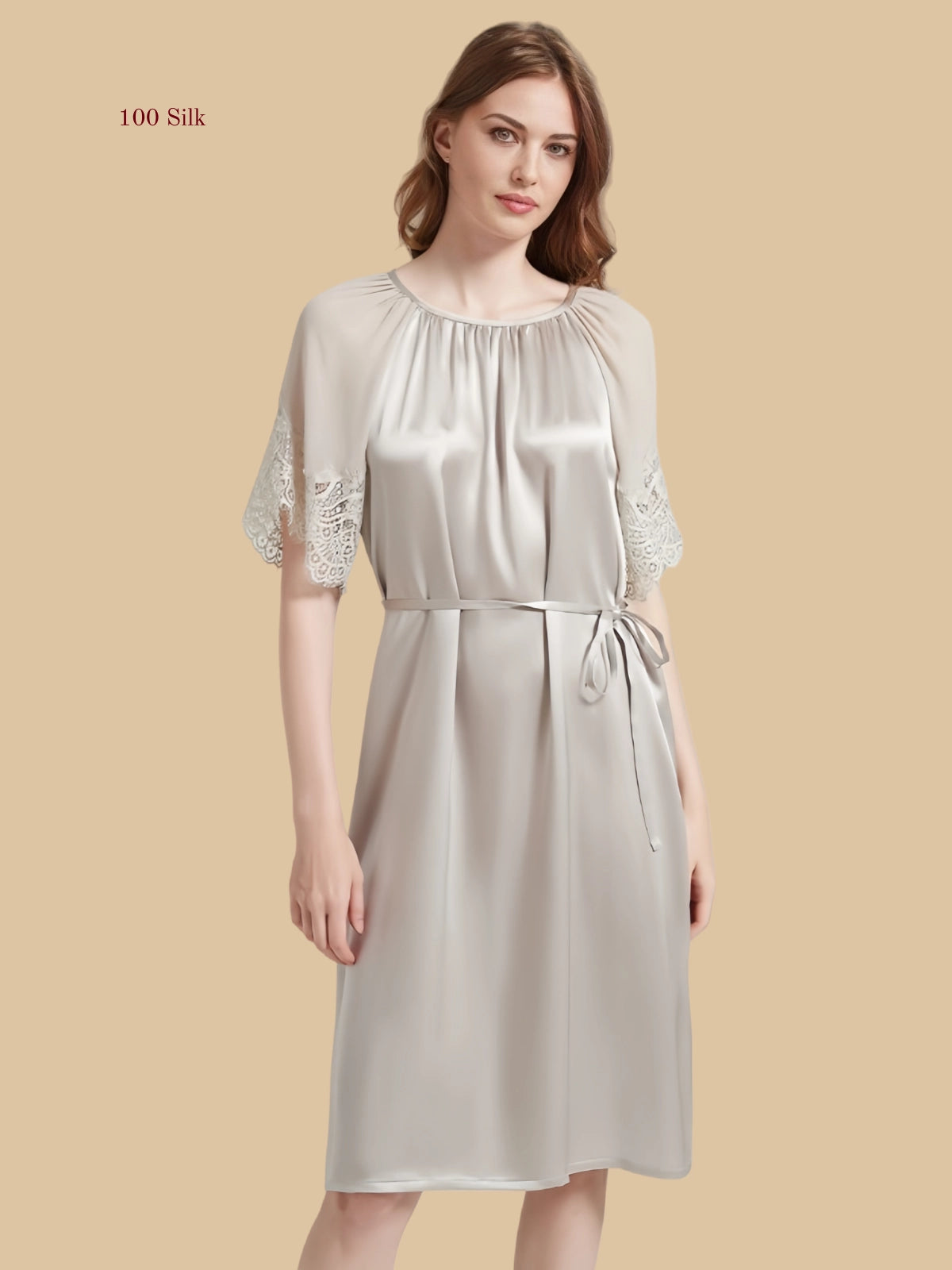 Elegant Silk Women's Tie Waist Dress - 100% Mulberry Silk Silk Nightgown And Robe Set | Silkgala