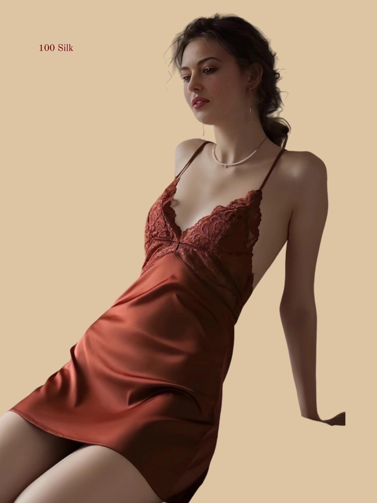 Exquisite Silk With Chest Pads Low Backless Dresses - 100% Mulberry Silk Silk Nightgown And Robe Set | Silkgala