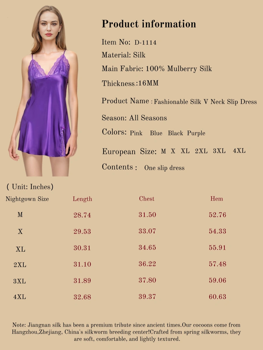 Fashionable silk V Neck Slip Dress