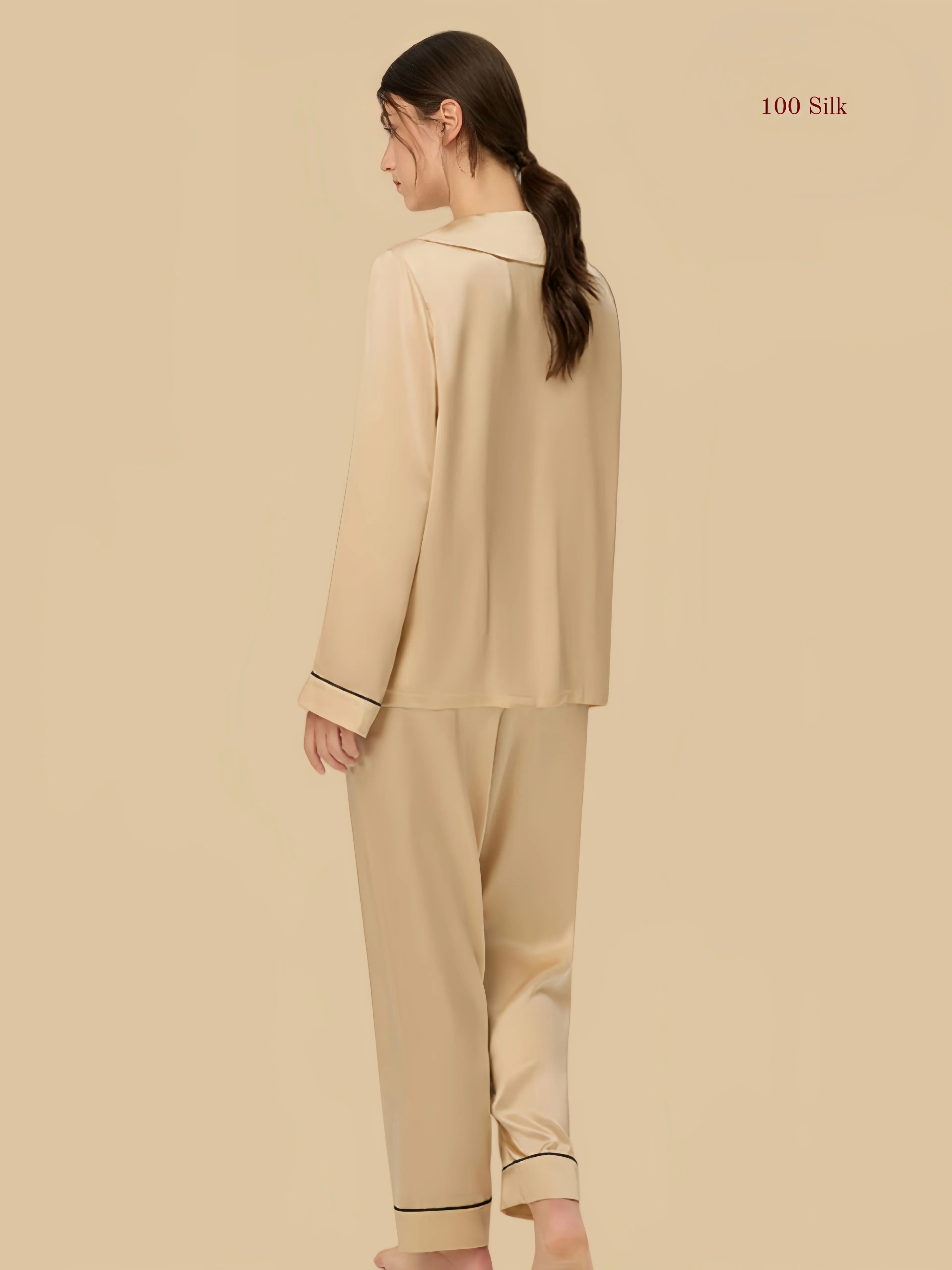 French Elegance Silk Peter Pan Collar Pajamas - 100% Mulberry Silk Silk Nightgown And Robe Set | Silkgala