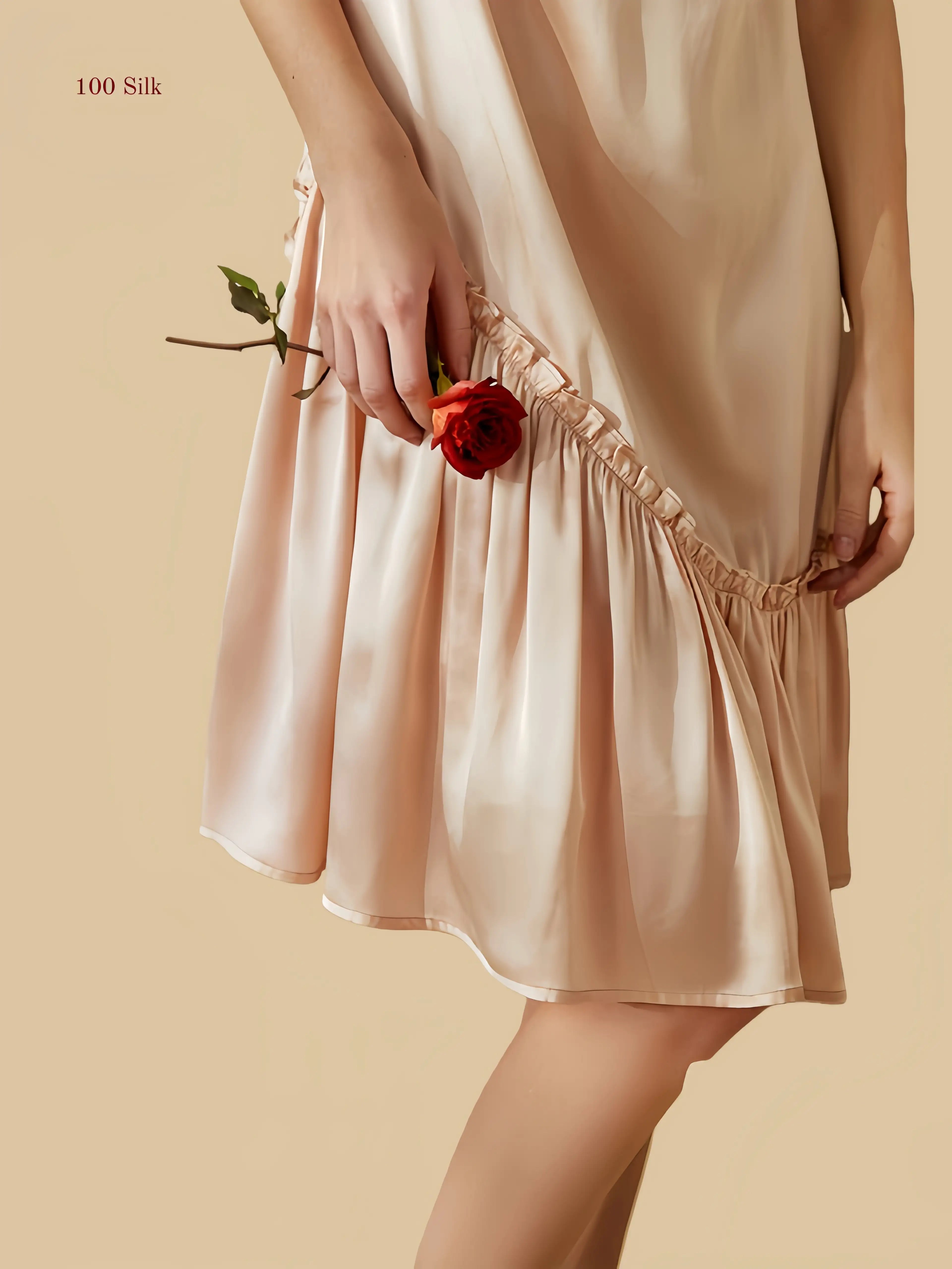 French Style Silk Pleated Skirt For Women - 100% Mulberry Silk Silk Nightgown And Robe Set | Silkgala