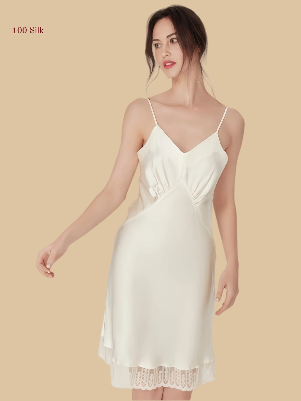 16mm burgundy mulberry silk slip dress with floral lace hem and thin adjustable straps white.