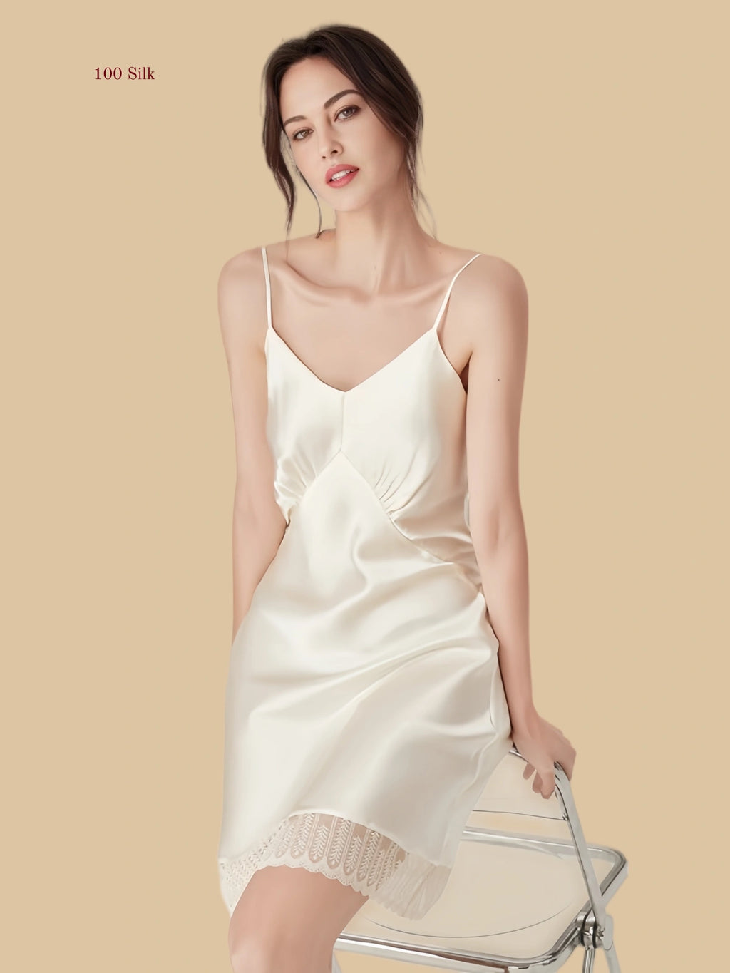 16mm burgundy mulberry silk slip dress with floral lace hem and thin adjustable straps white.