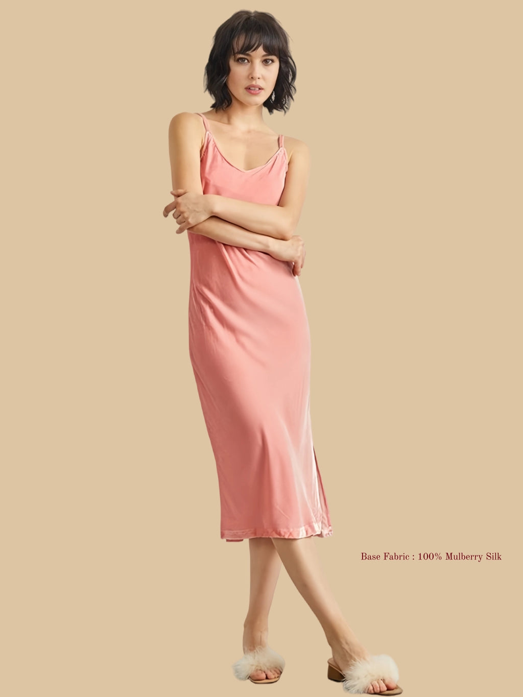 Graceful Silk Velvet Dresses For Women - 100% Mulberry Silk Silk Nightgown And Robe Set | Silkgala