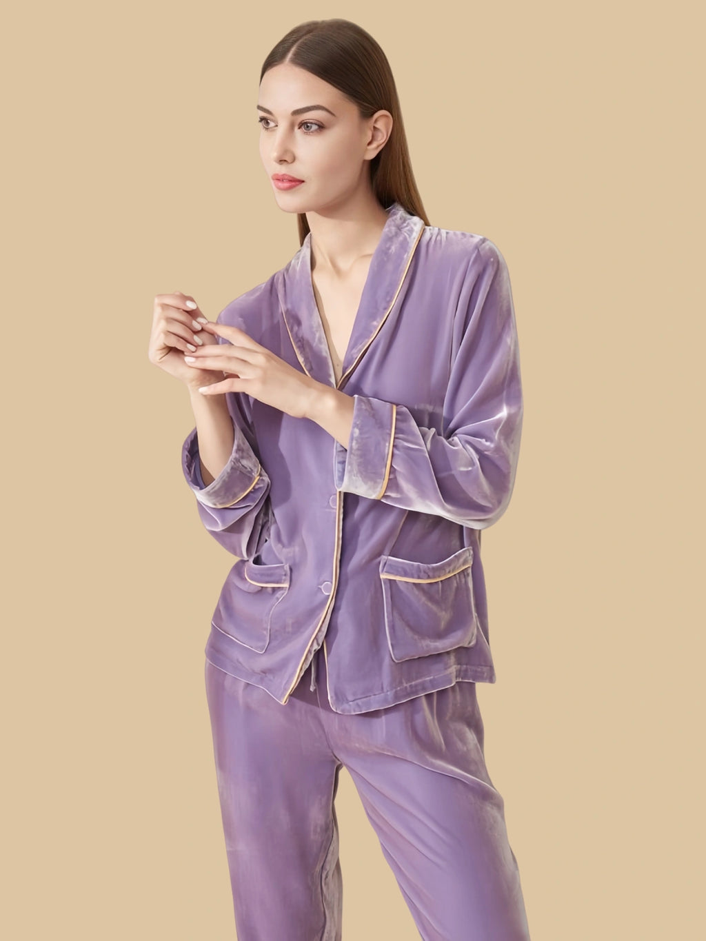 Heavyweight Women's Silk Velvet Two Piece - 100% Mulberry Silk Silk Nightgown And Robe Set | Silkgala