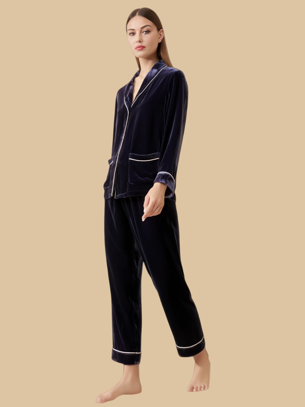 Heavyweight Women's Silk Velvet Two Piece - 100% Mulberry Silk Silk Nightgown And Robe Set | Silkgala