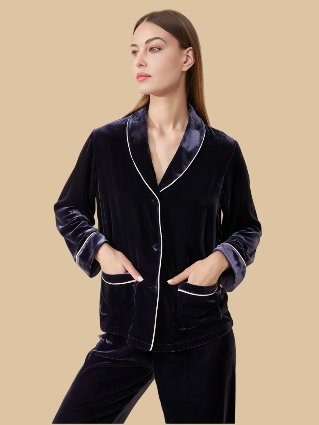 Heavyweight Women's Silk Velvet Two Piece - 100% Mulberry Silk Silk Nightgown And Robe Set | Silkgala