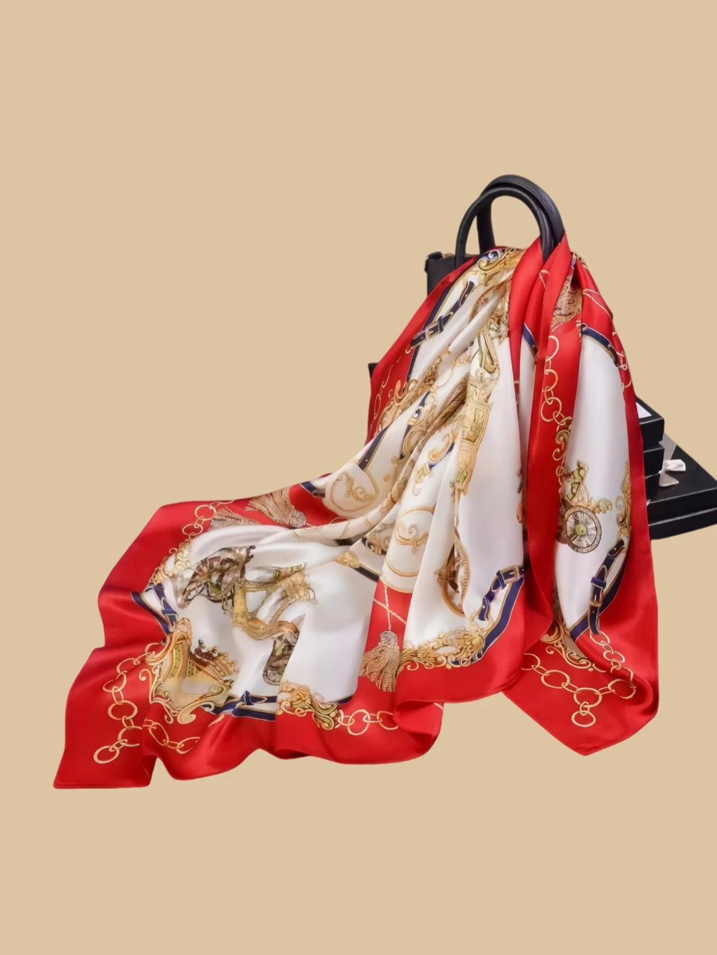 100% mulberry silk square scarf product information image with 42.52 x 42.52 inch size