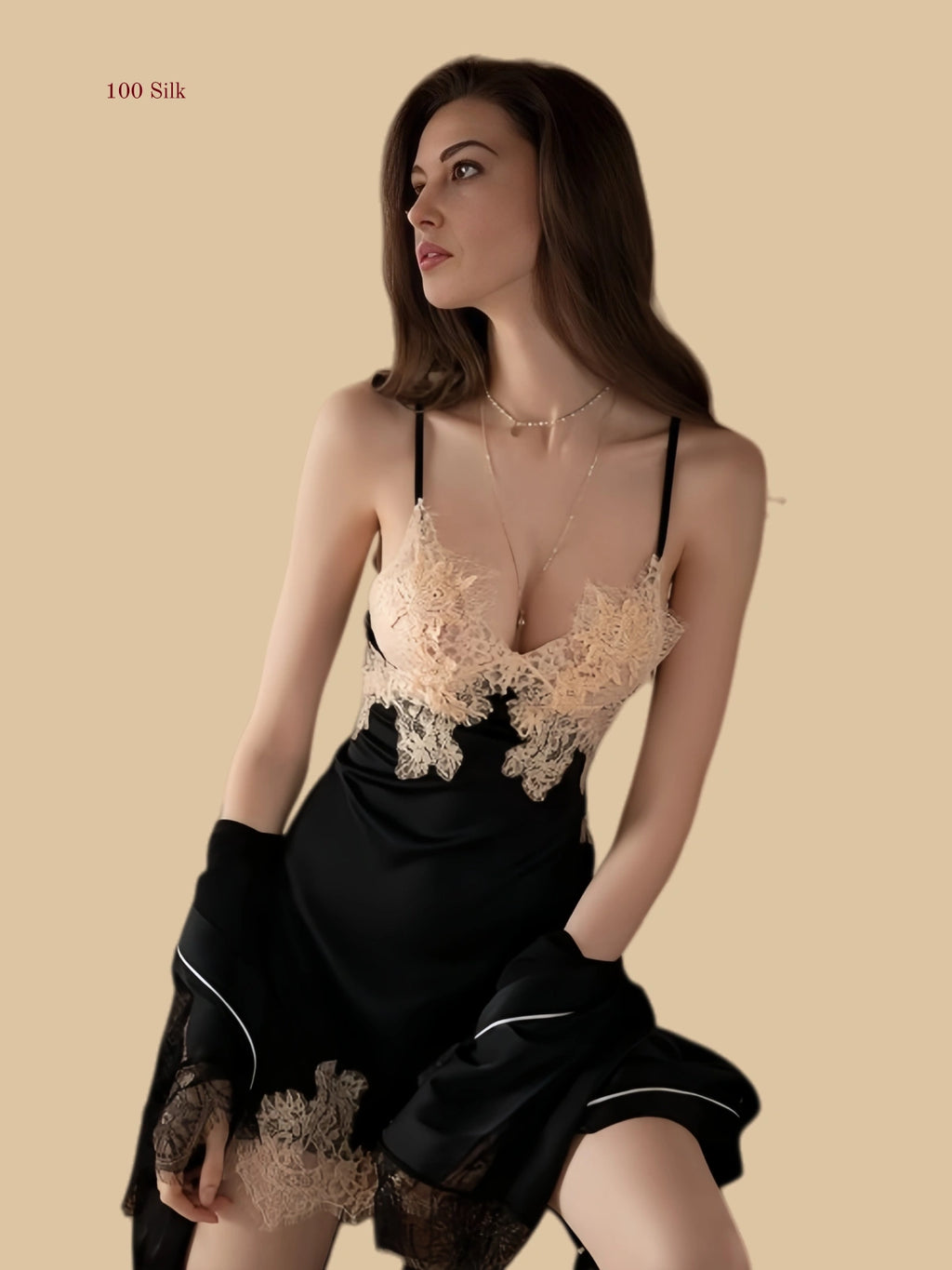 Light Luxury Silk Dress Two Piece Set - 100% Mulberry Silk Silk Nightgown And Robe Set | Silkgala