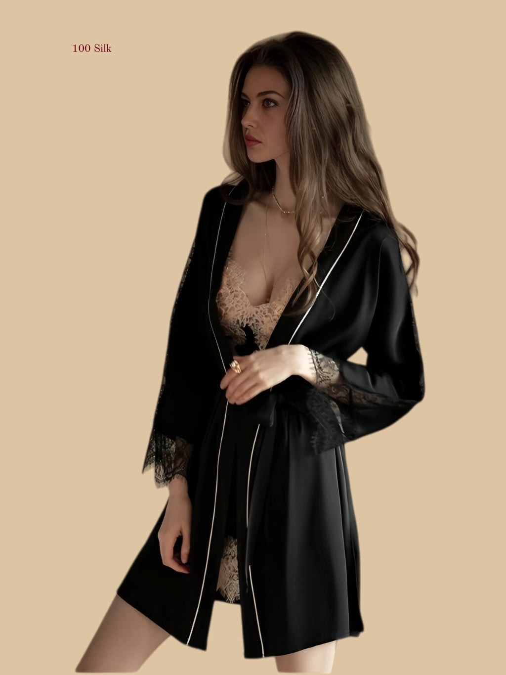 Light Luxury Silk Dress Two Piece Set - 100% Mulberry Silk Silk Nightgown And Robe Set | Silkgala