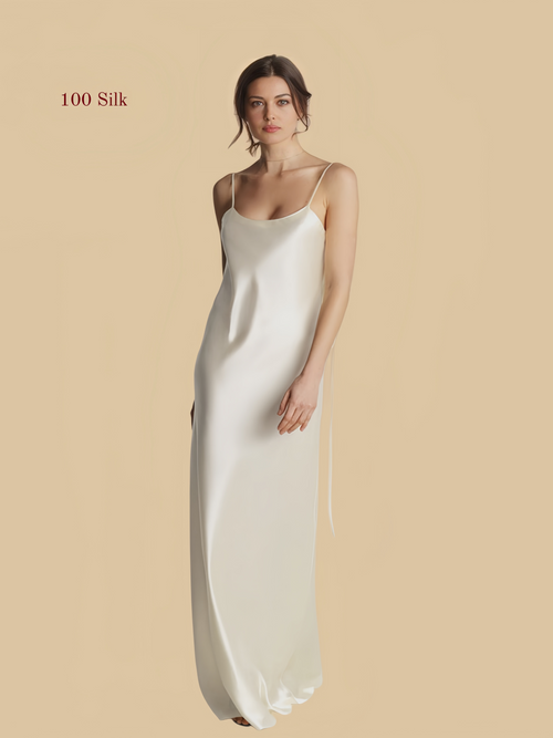 19mm backless nightgown with clean scoop neckline front view