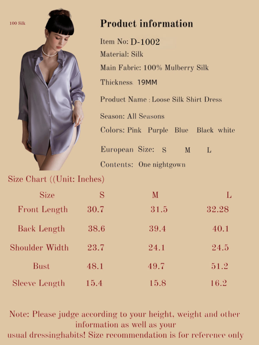 Loose silk shirt dress