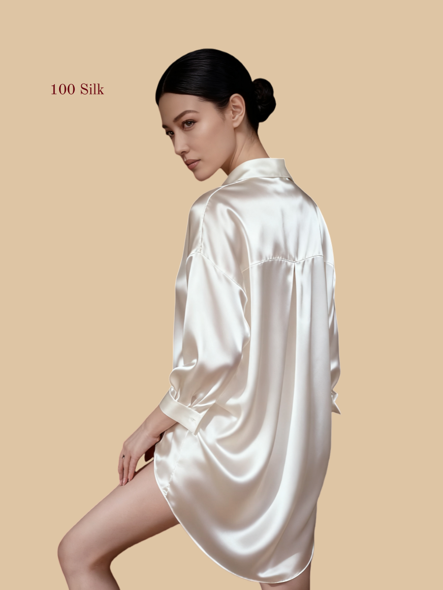 Loose silk shirt dress